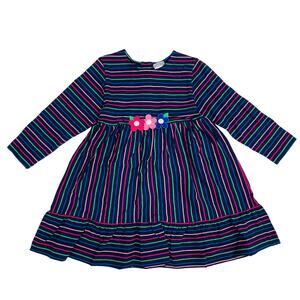 NWT Florence Eiseman Size 6 Stripe Knit Dress with Flowers
